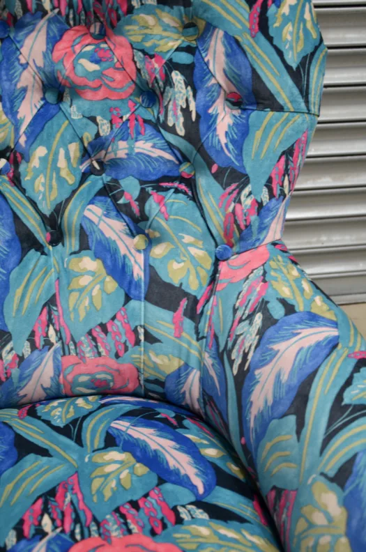 Iron backed chair - stripped & recovered