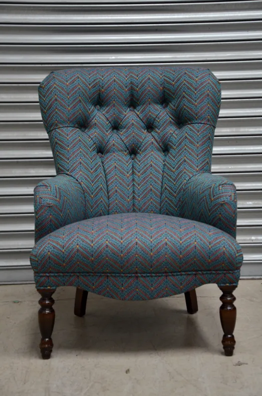 Buttoned back chair recovered