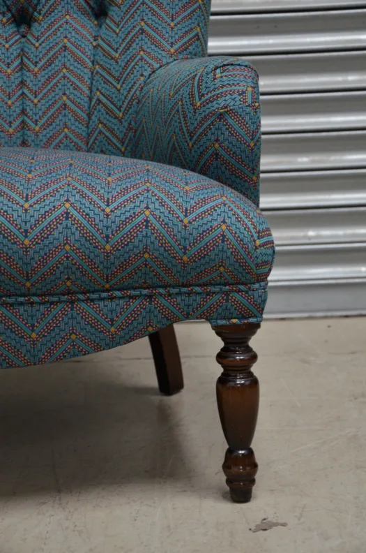 Buttoned back chair recovered