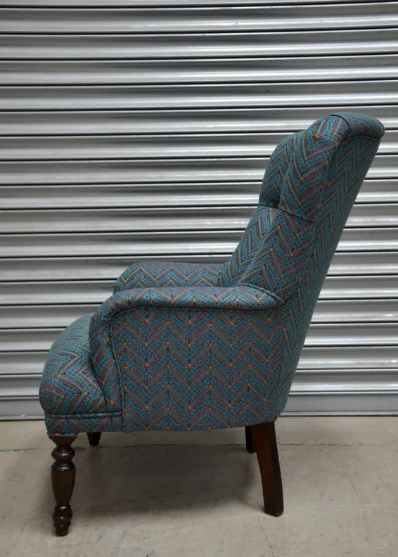 Buttoned back chair recovered