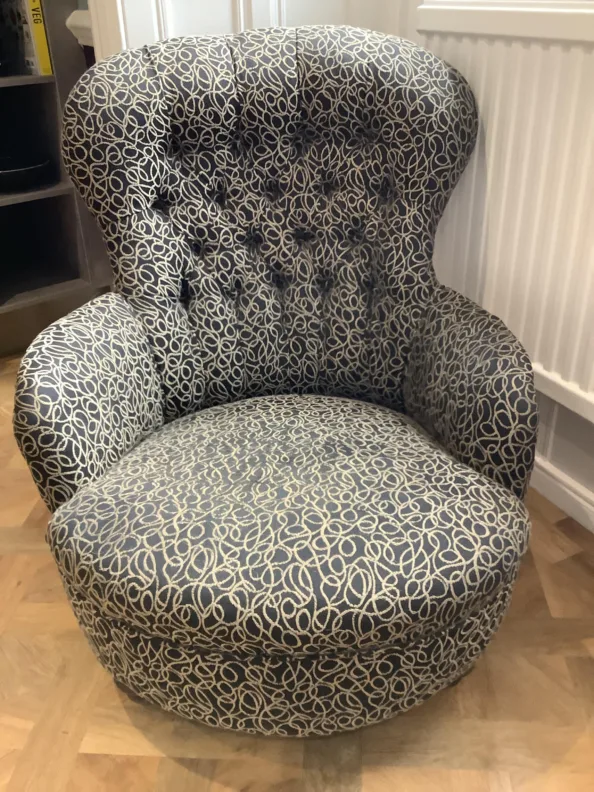 Iron backed chair - stripped & recovered