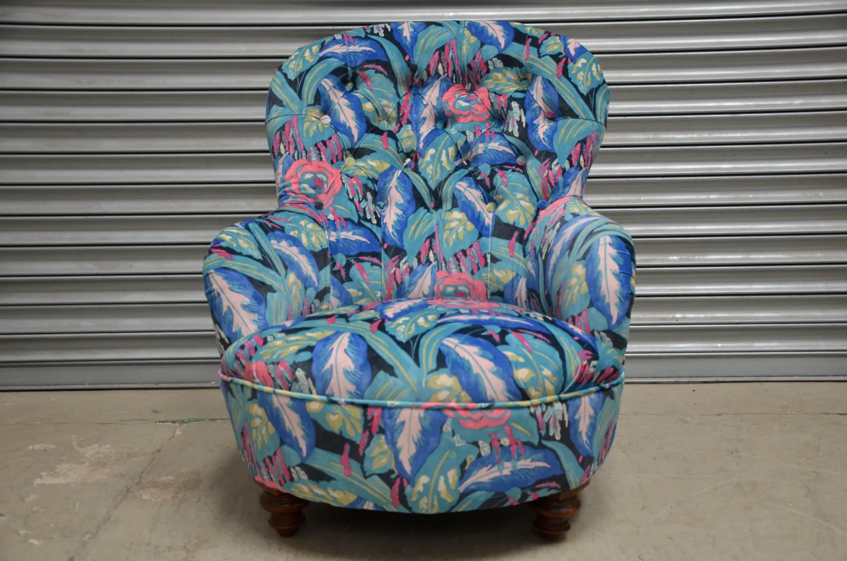Iron backed chair - stripped & recovered