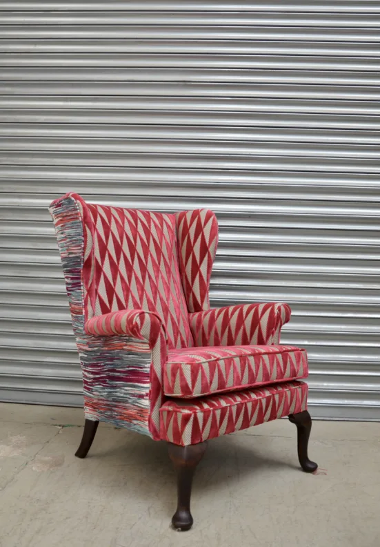 Wing Chair Recovered - Contrasting Fabric