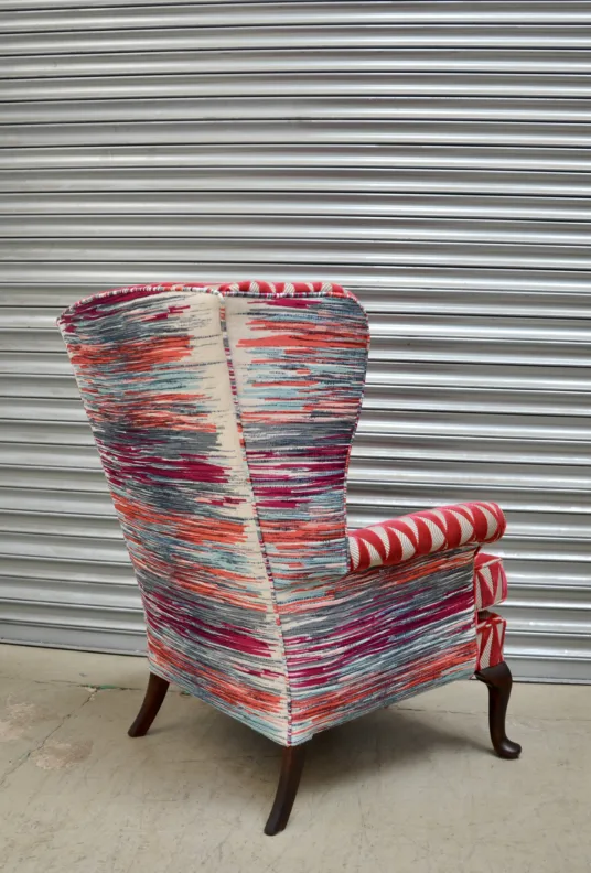 Wing Chair Recovered - Contrasting Fabric