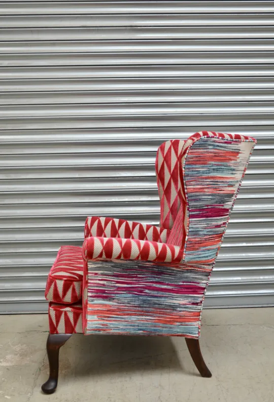 Wing Chair Recovered - Contrasting Fabric