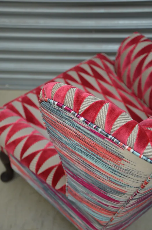 Wing Chair Recovered - Contrasting Fabric