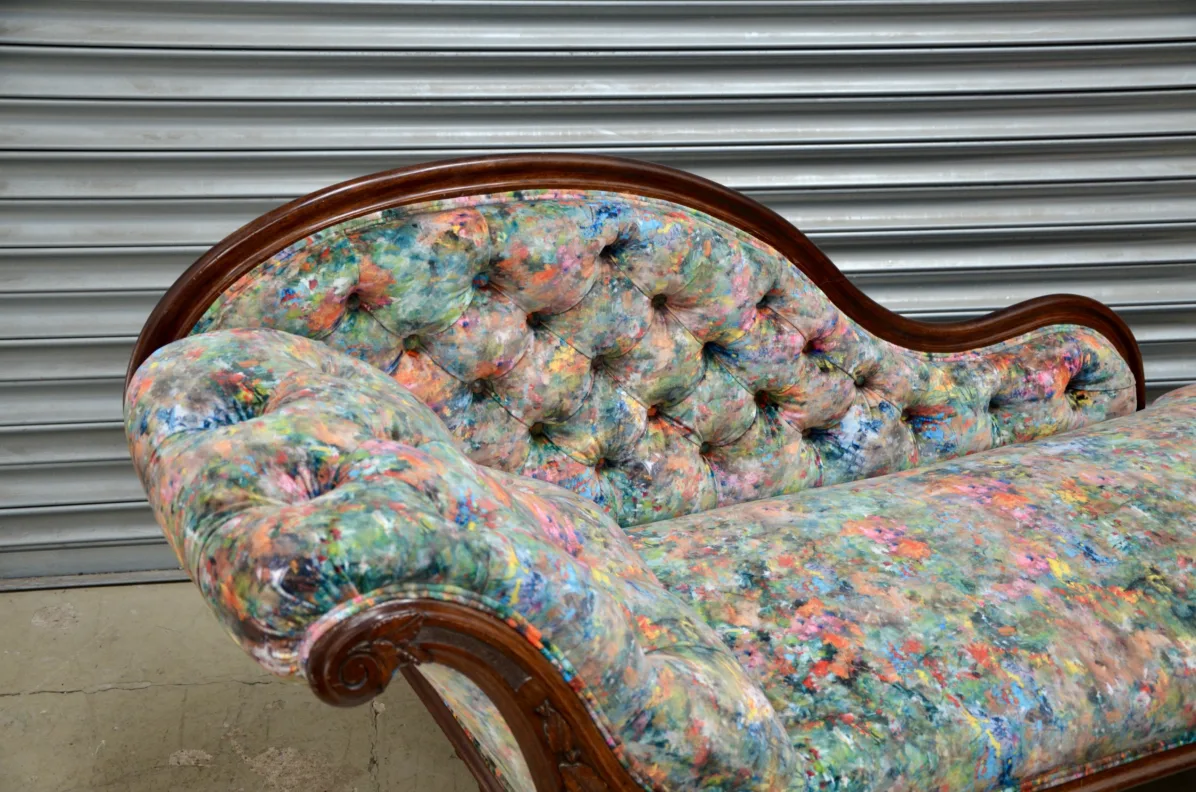 Buttoned Back Chaise - Recovered