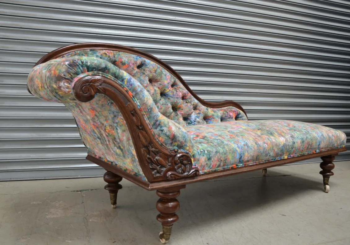 Buttoned Back Chaise - Recovered