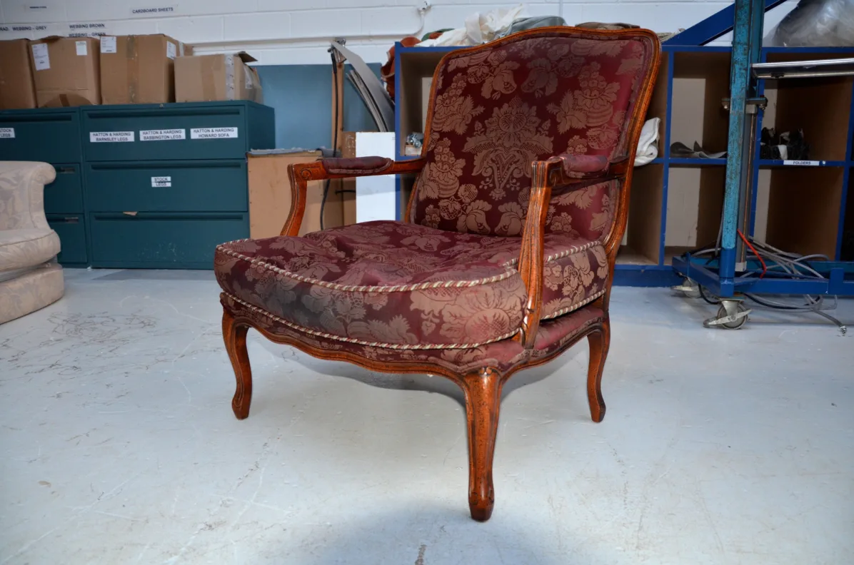 Wooden framed chair reupholstered