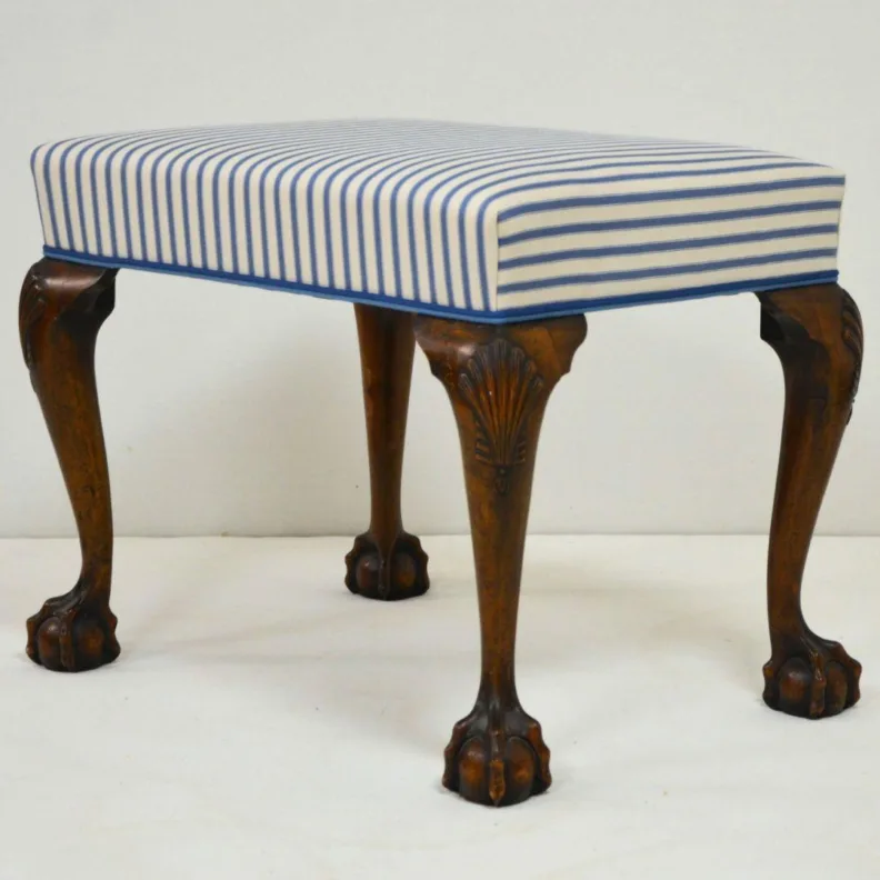 Striped Piano Stool with Double Piping
