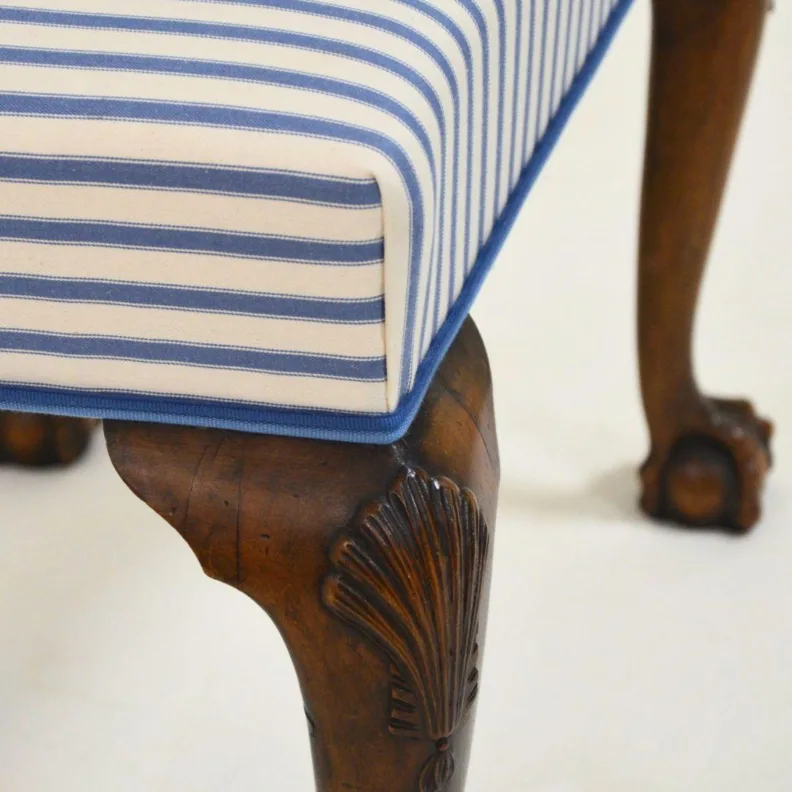 Striped Piano Stool with Double Piping