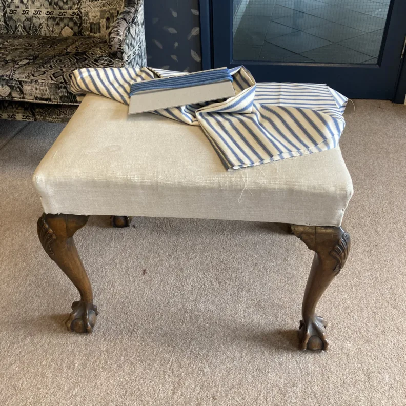 Striped Piano Stool with Double Piping