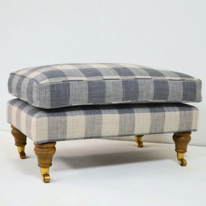 Cushion Topped Footstool in a Colefax and Fowler Check Fabric