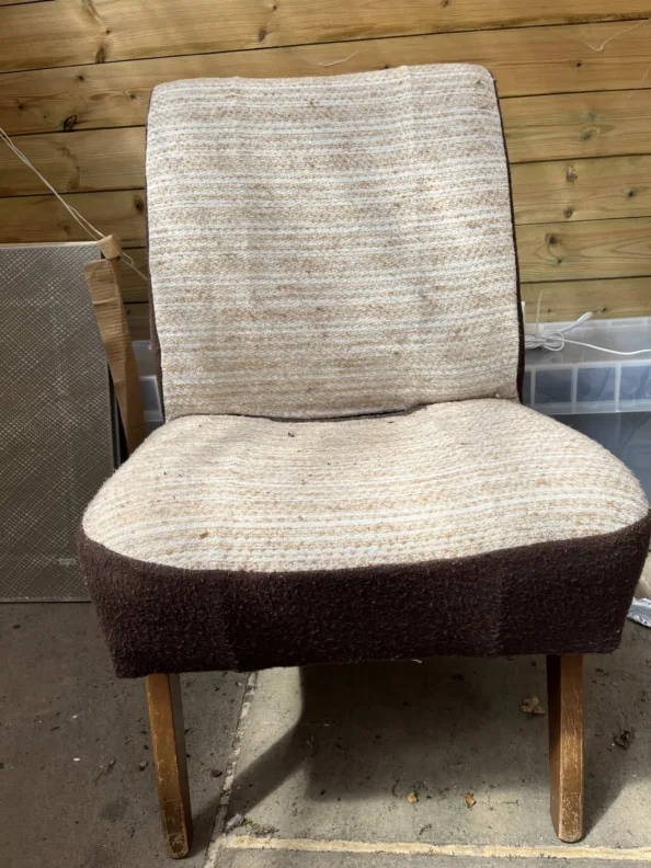 Small Chair Reupholstered in a J Brown Fabrics Yellow Velvet