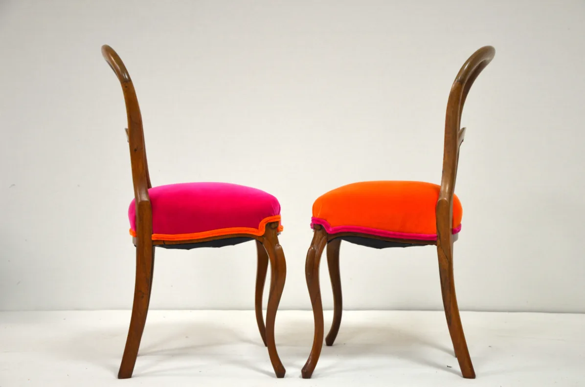 Heirloom Dining Chairs, covered in Designers Guild Velvet