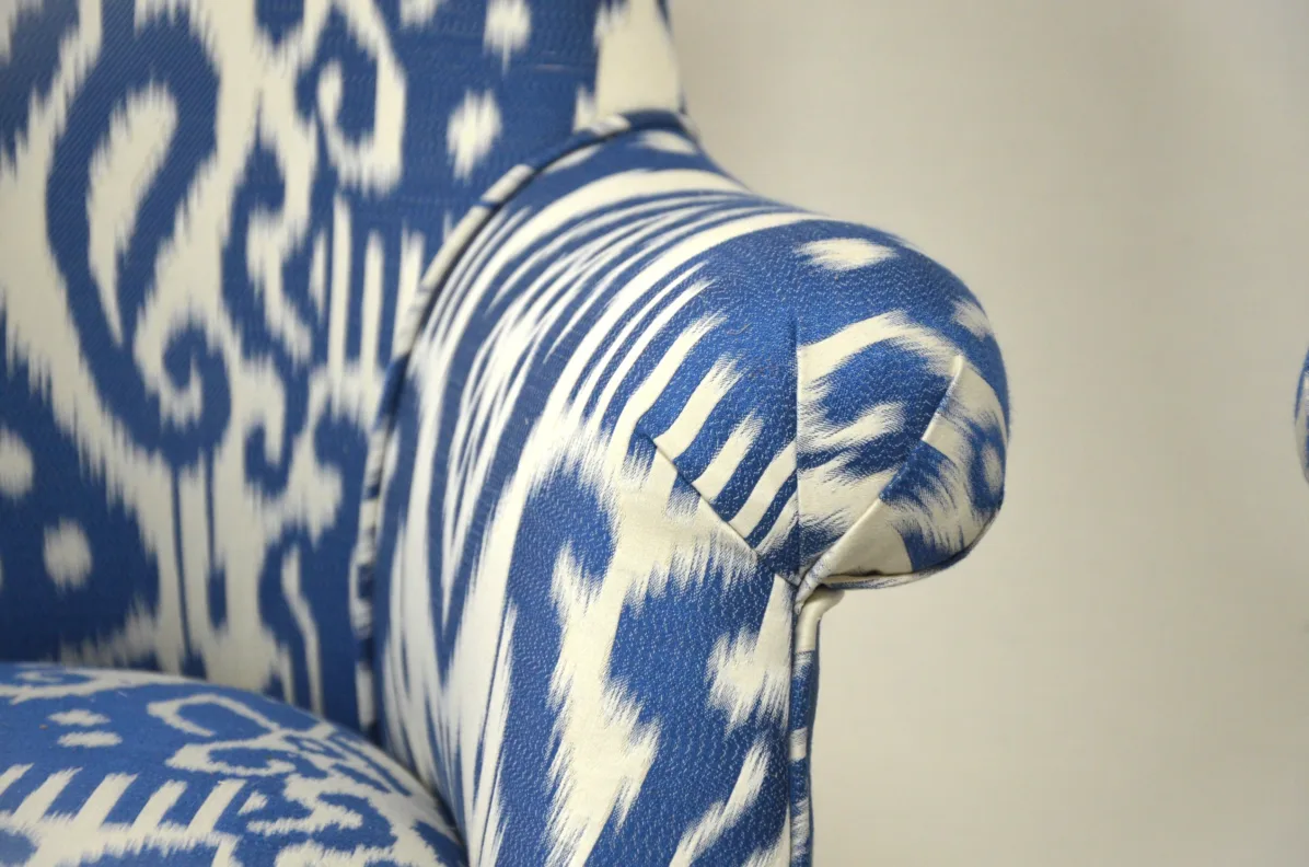 George Smith Chairs Reupholstered in a Manuel Canovas Jacquard Weave