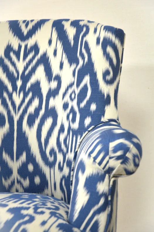George Smith Chairs Reupholstered in a Manuel Canovas Jacquard Weave