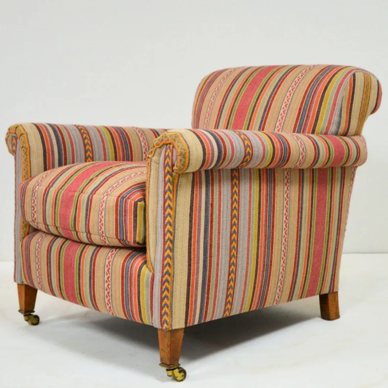 Armchair Reupholstered in a Mulberry Home Jute and Cotton Woven Fabric