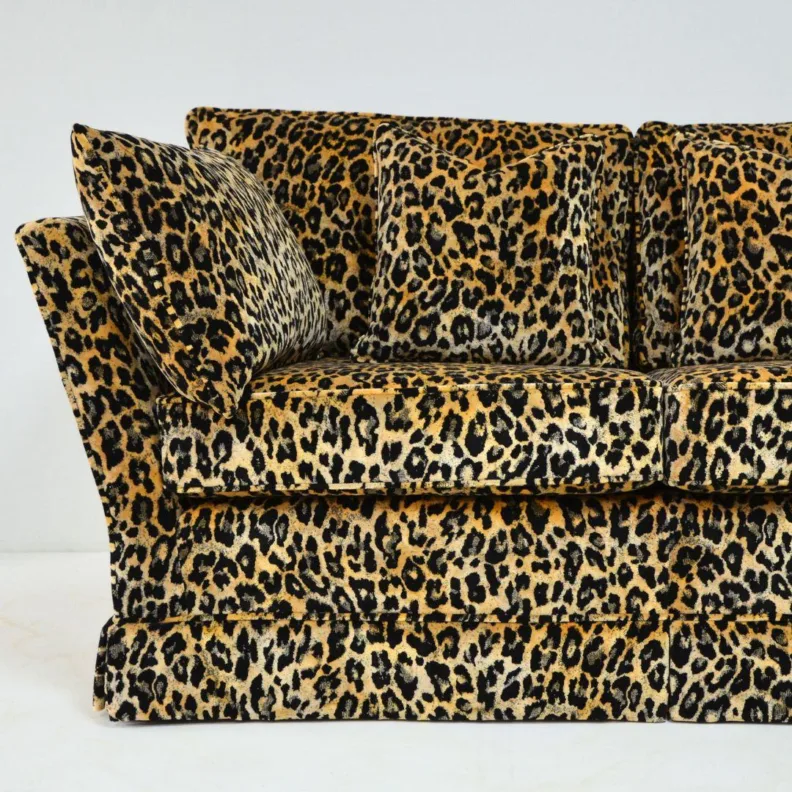 Handcrafted Hampden Sofa in a Leopard Print Velvet