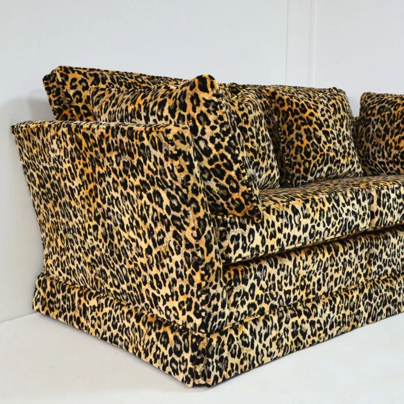Handcrafted Hampden Sofa in a Leopard Print Velvet