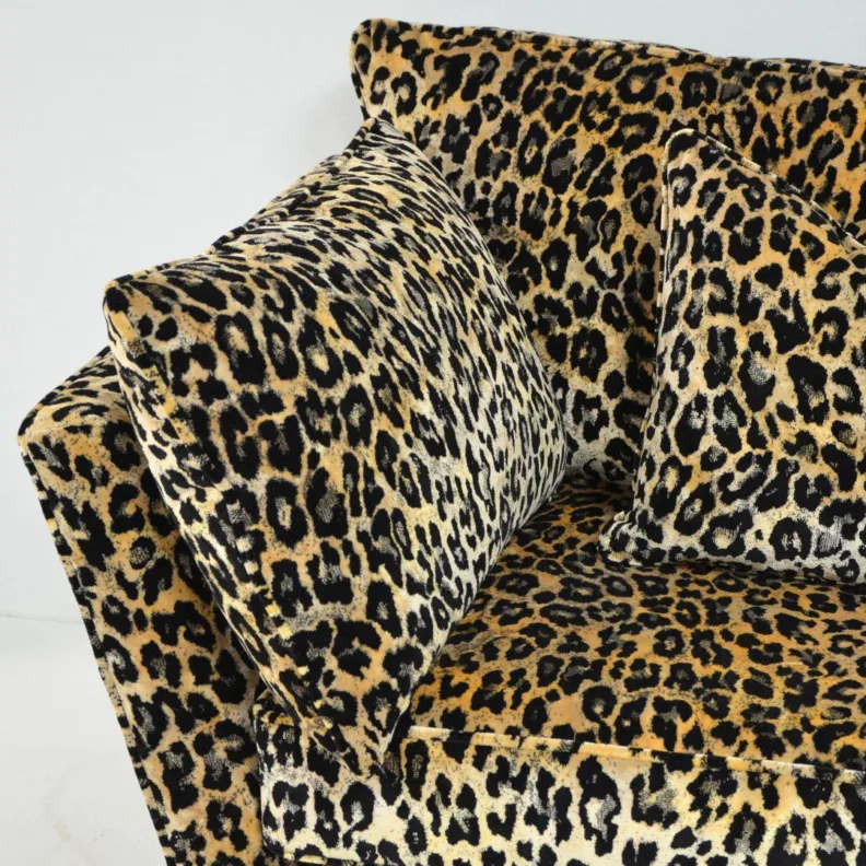 Handcrafted Hampden Sofa in a Leopard Print Velvet