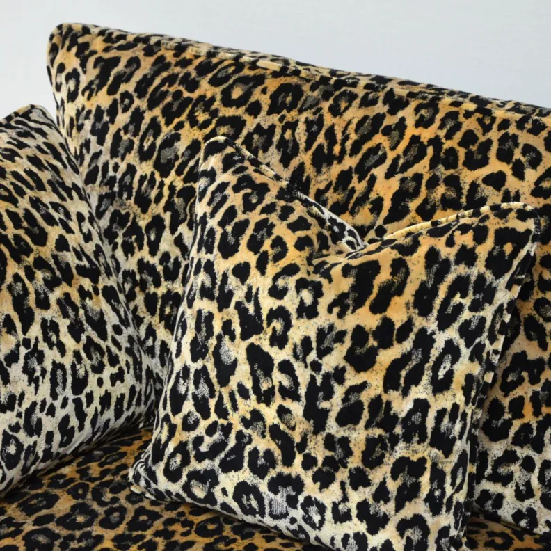 Handcrafted Hampden Sofa in a Leopard Print Velvet