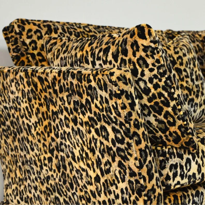 Handcrafted Hampden Sofa in a Leopard Print Velvet