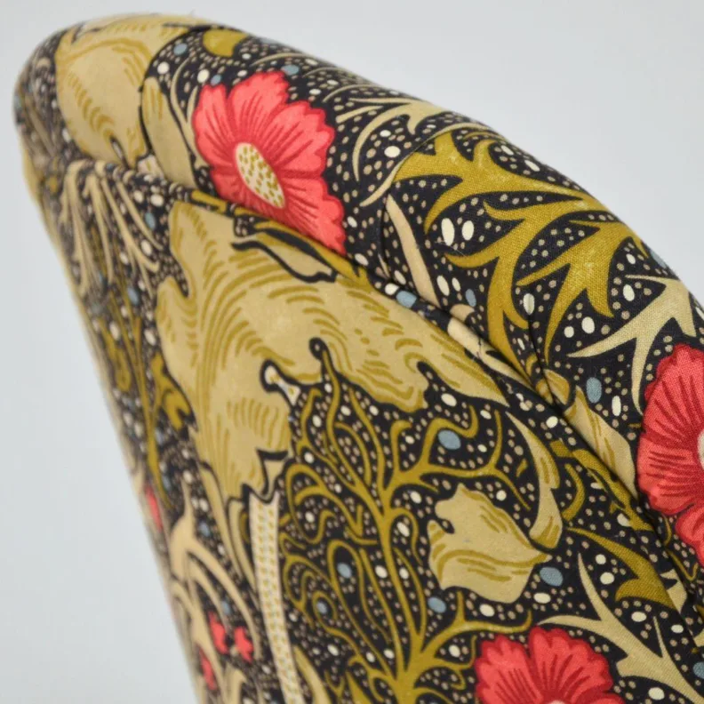 Button Back Chair Reupholstered in a Morris & Co. Fabric