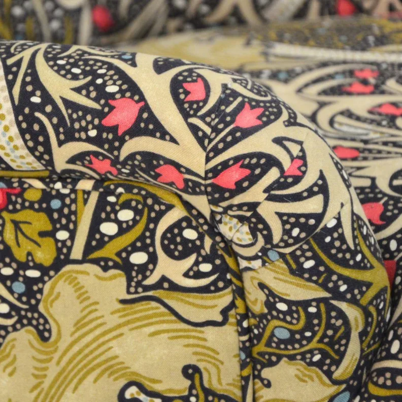 Button Back Chair Reupholstered in a Morris & Co. Fabric