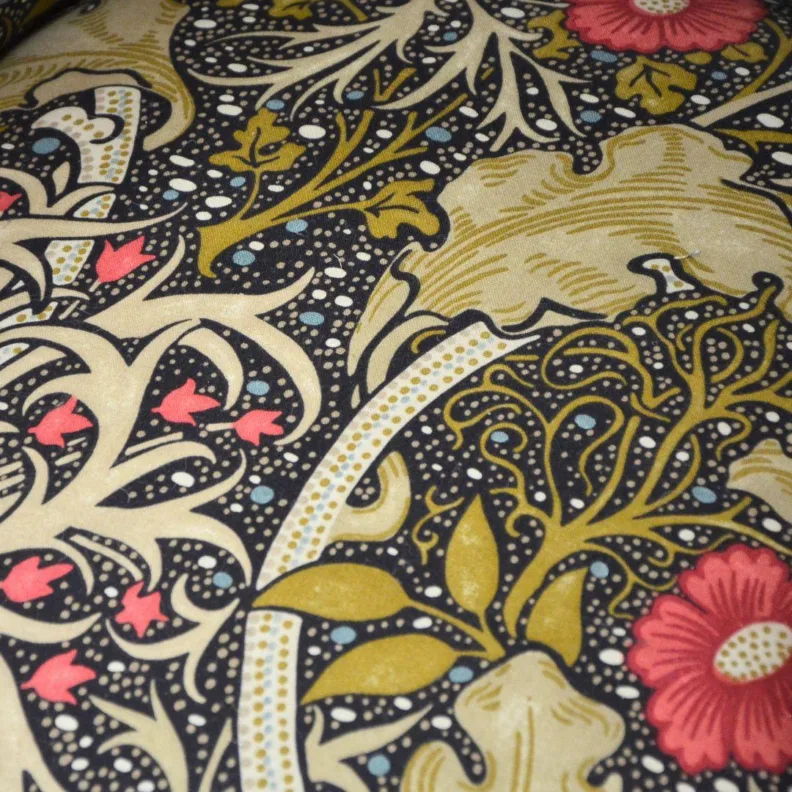 Button Back Chair Reupholstered in a Morris & Co. Fabric