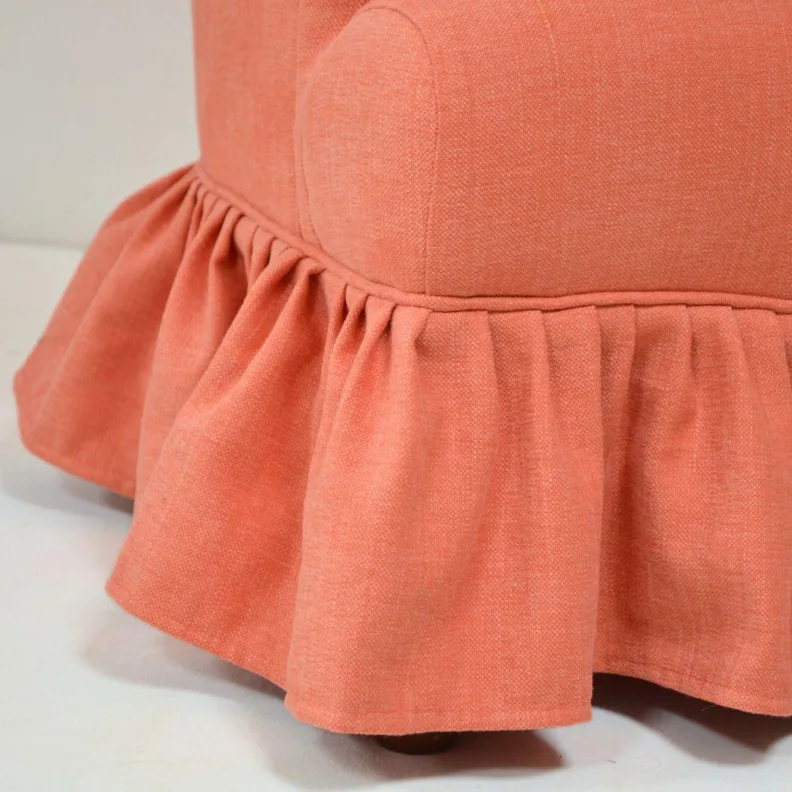 Skirted Buttonback Armchair with Curved Arms