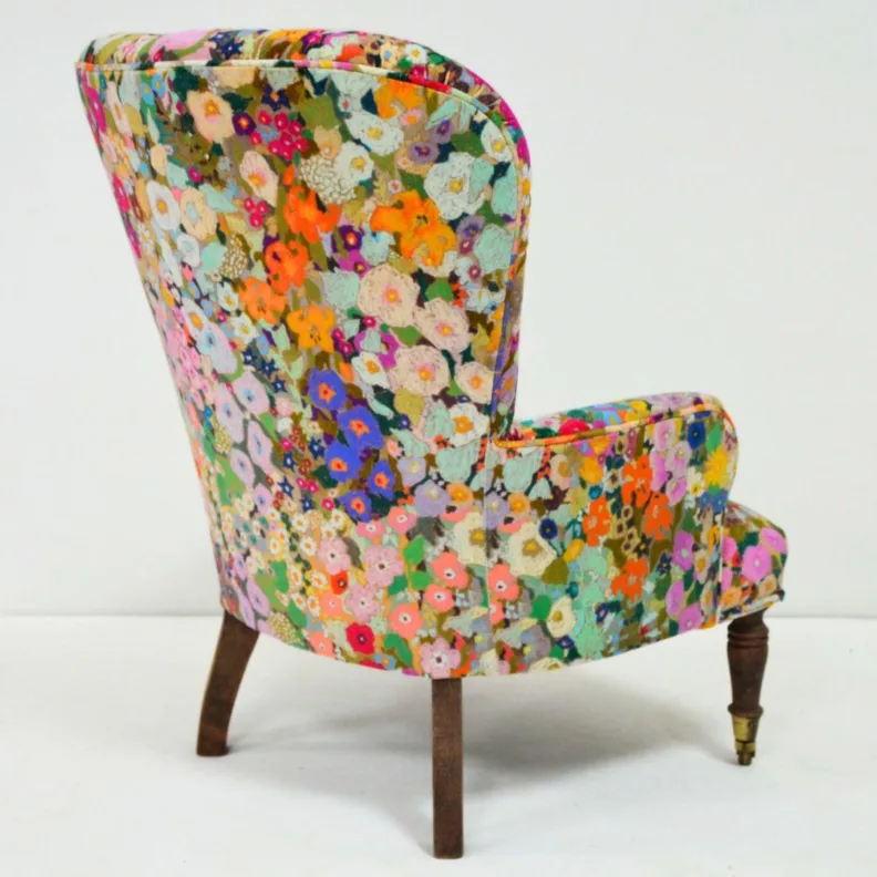 Button Back Chair Reupholstered in a House of Hackney Printed Velvet
