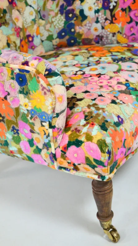 Button Back Chair Reupholstered in a House of Hackney Printed Velvet