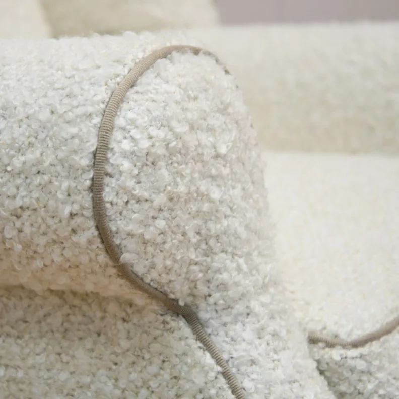 Reupholstered White Boucle Wingback Armchair