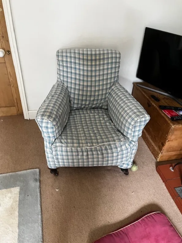 Twin Armchairs Reupholstered in Kit Kempt GP&JBaker Fabric
