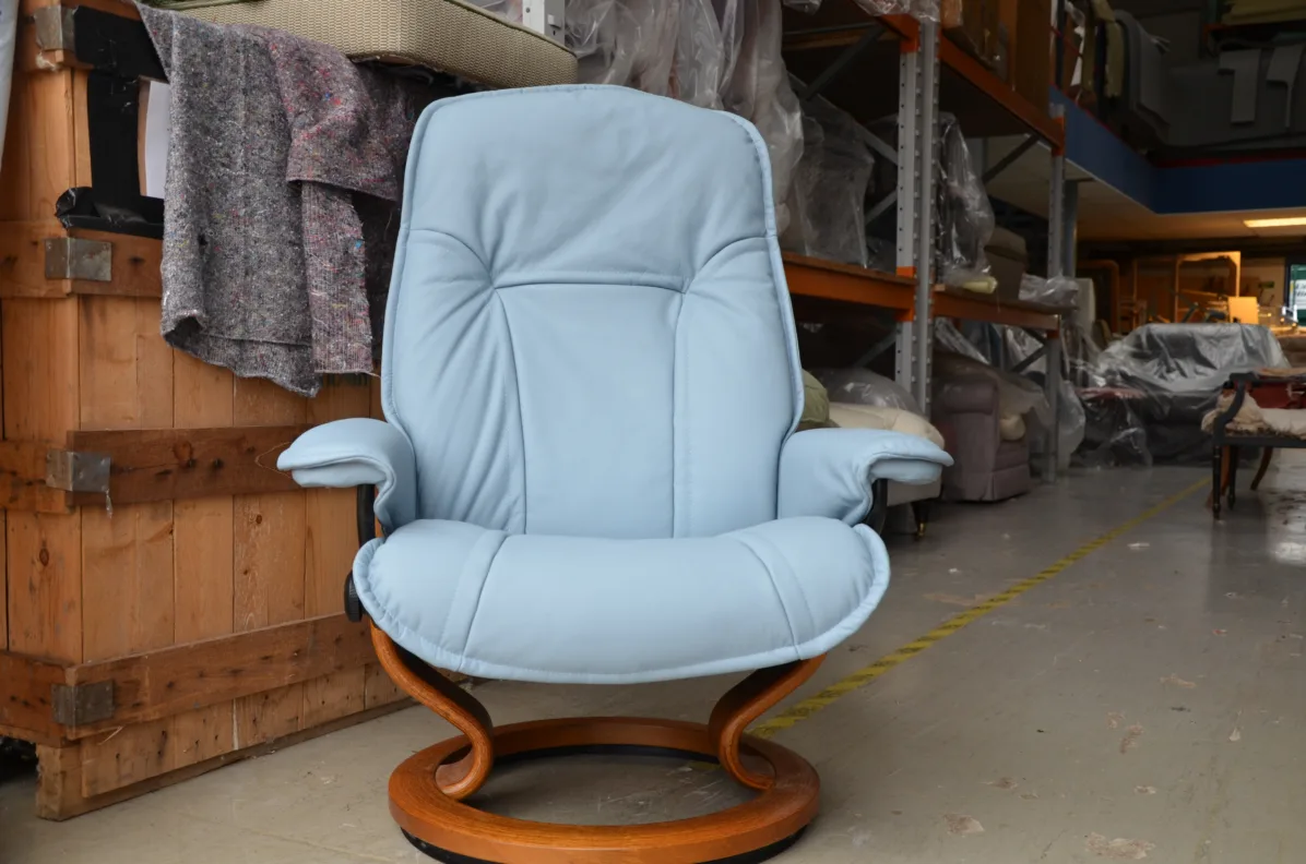 Leather Recliner with Footstool