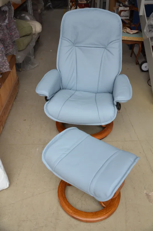 Leather Recliner with Footstool